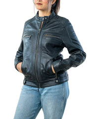 Allure Hand-Painted Black Leather Biker Jacket