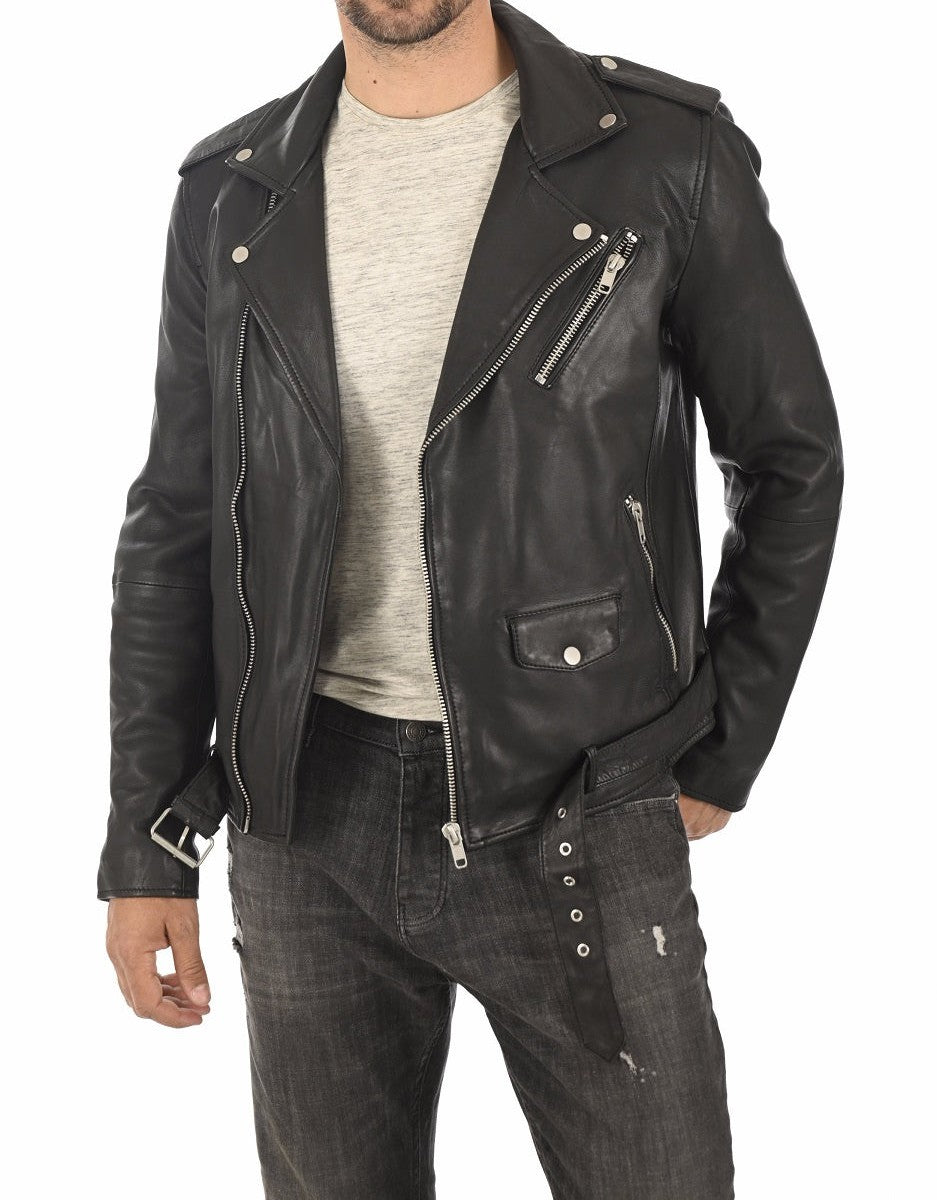 Apex Black Leather Biker Jacket