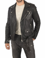 Apex Black Leather Biker Jacket