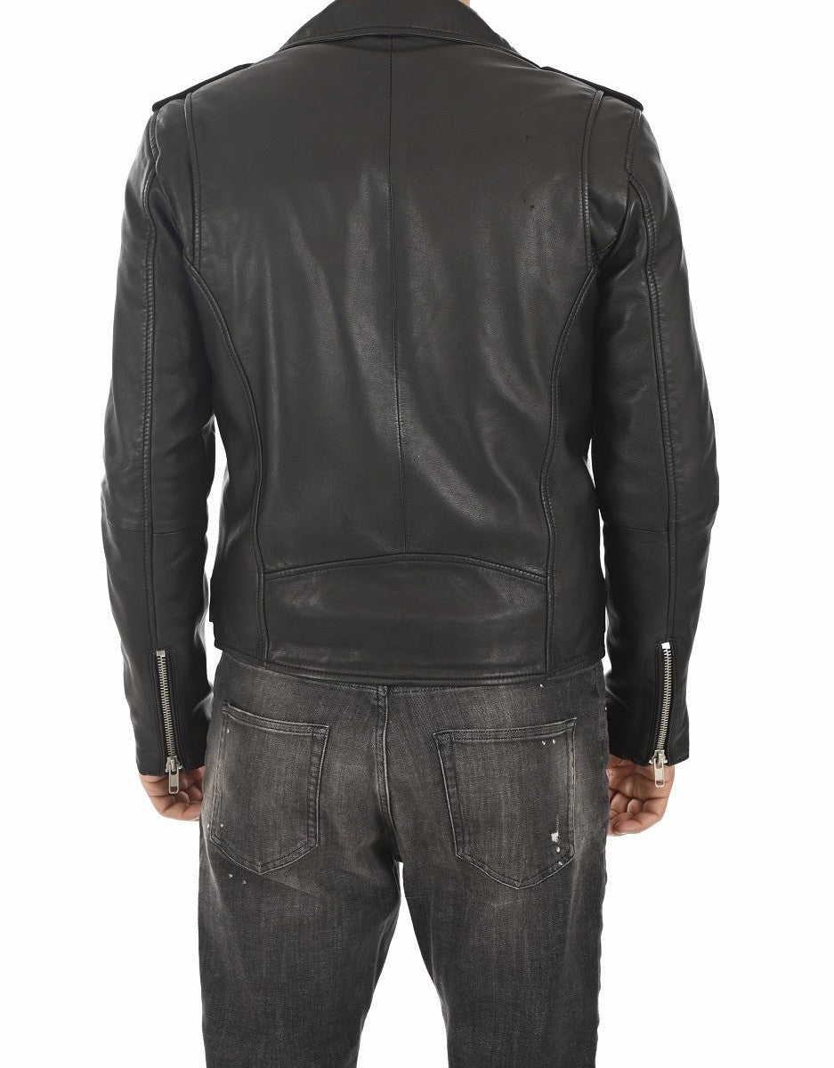 Apex Black Leather Biker Jacket