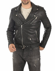 Apex Black Leather Biker Jacket