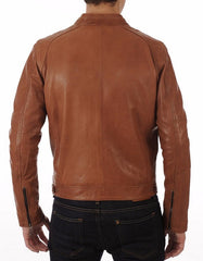 Avalanche Tan Leather Biker Jacket