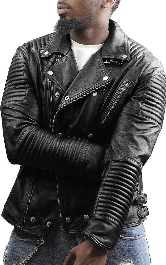 Blaze Black Leather Biker Jacket