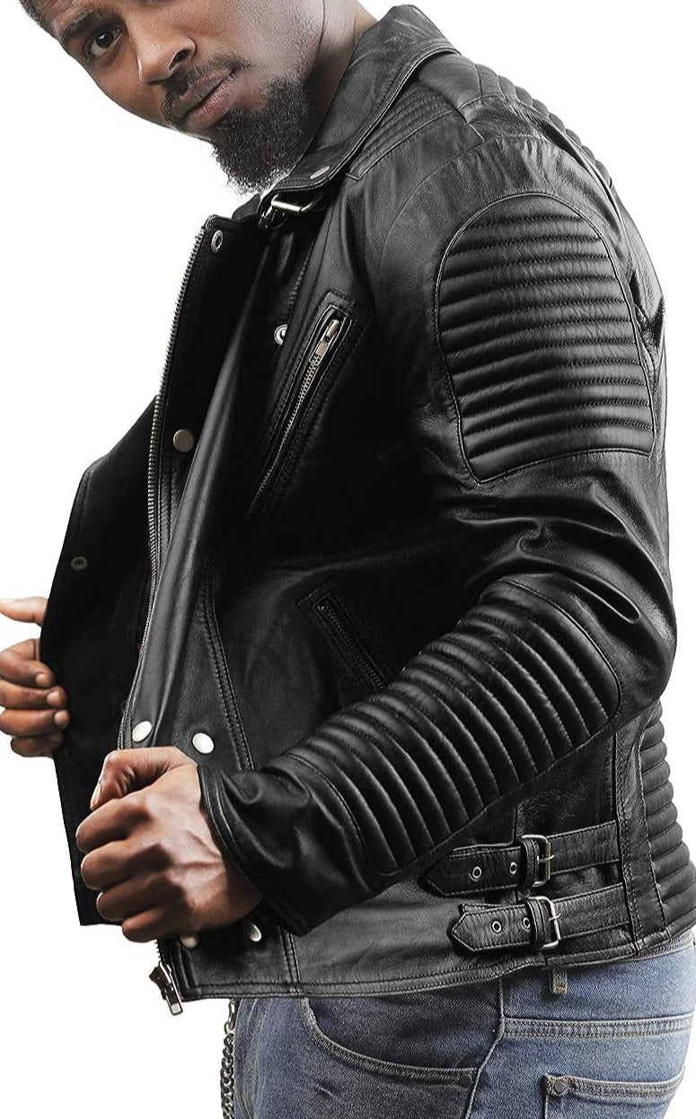 Blaze Black Leather Biker Jacket