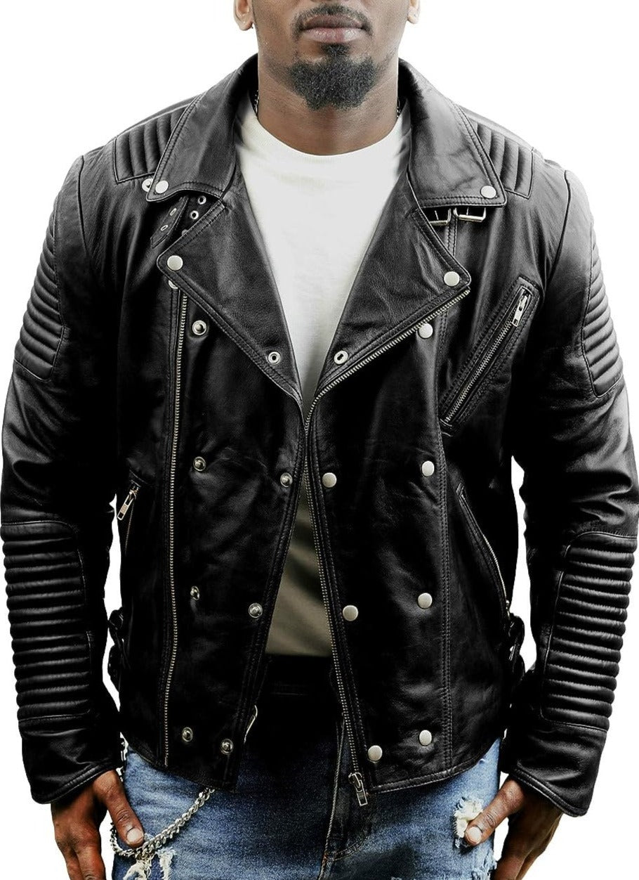 Blaze Black Leather Biker Jacket