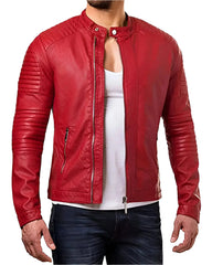 Bravura Red Leather Biker Jacket