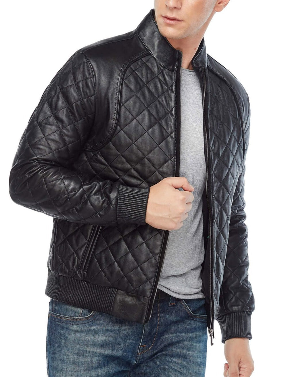 Catalyst Black Leather Bomber Jacket