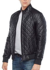 Catalyst Black Leather Bomber Jacket