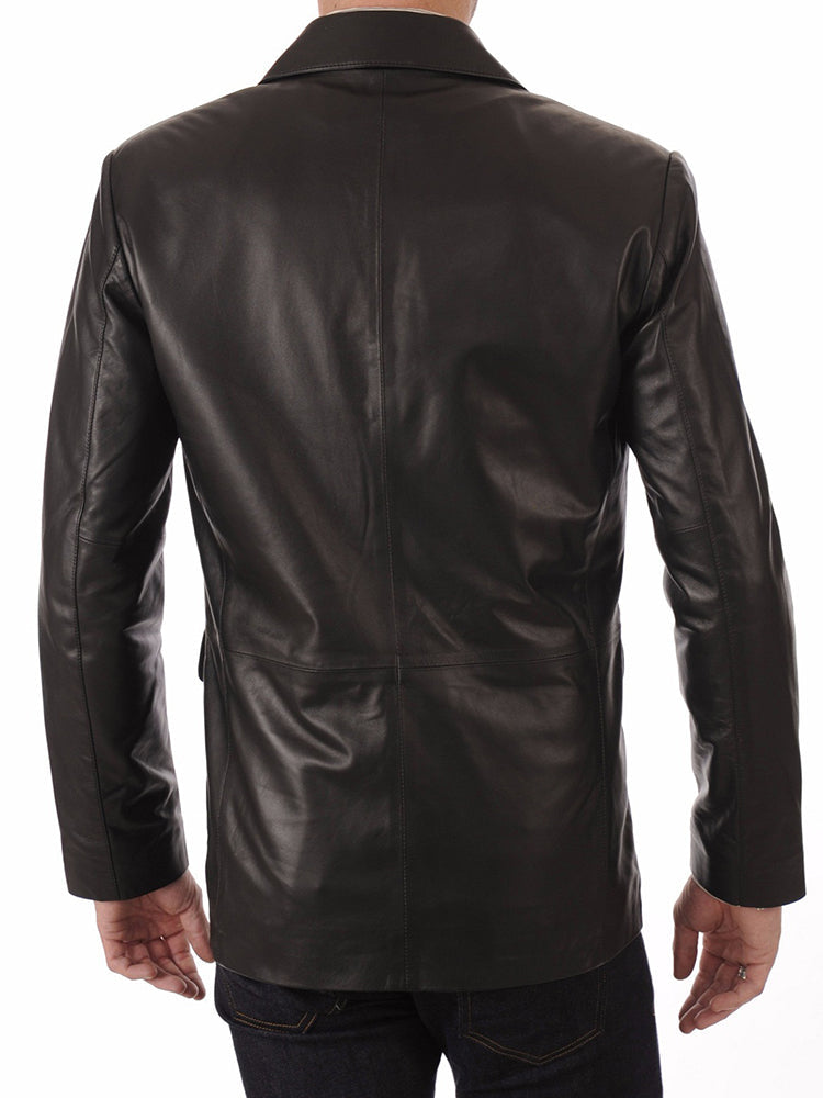 Dapper Black Leather Blazer