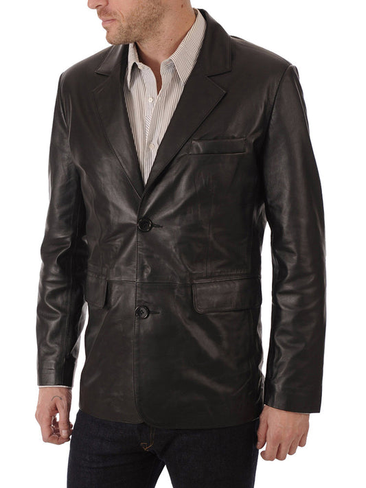 Dapper Black Leather Blazer