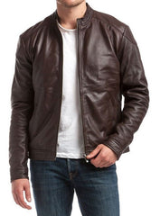 Delta Brown Leather Biker Jacket