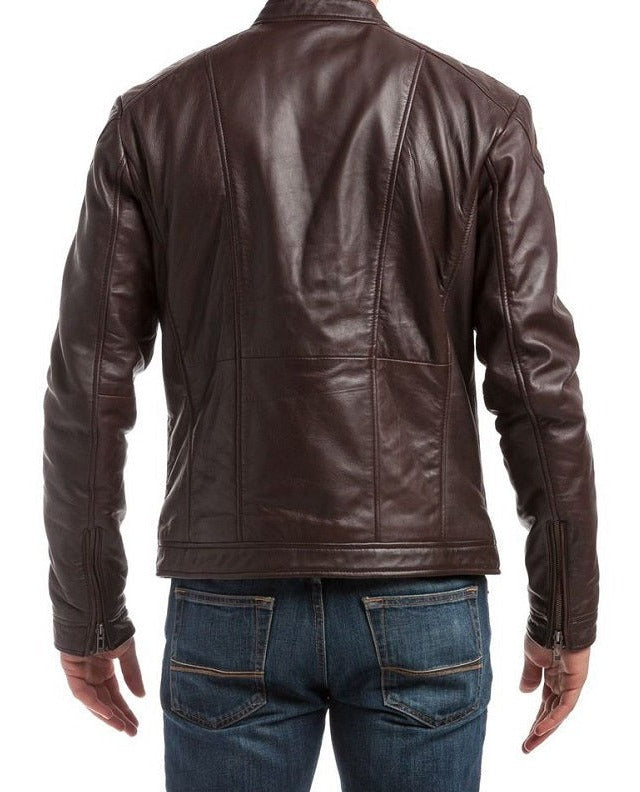 Delta Brown Leather Biker Jacket