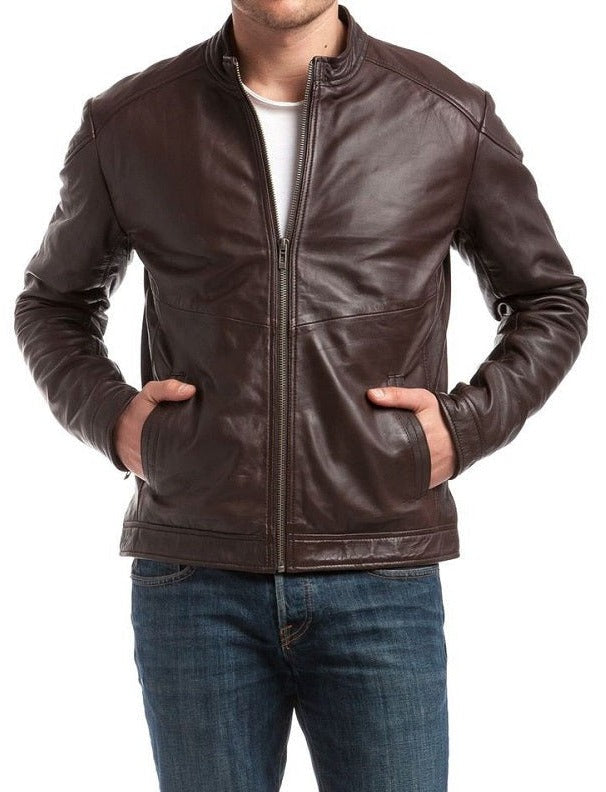 Delta Brown Leather Biker Jacket