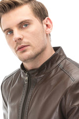 Drifter Brown Leather Bomber Jacket