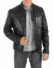 Echo Black Leather Biker Jacket