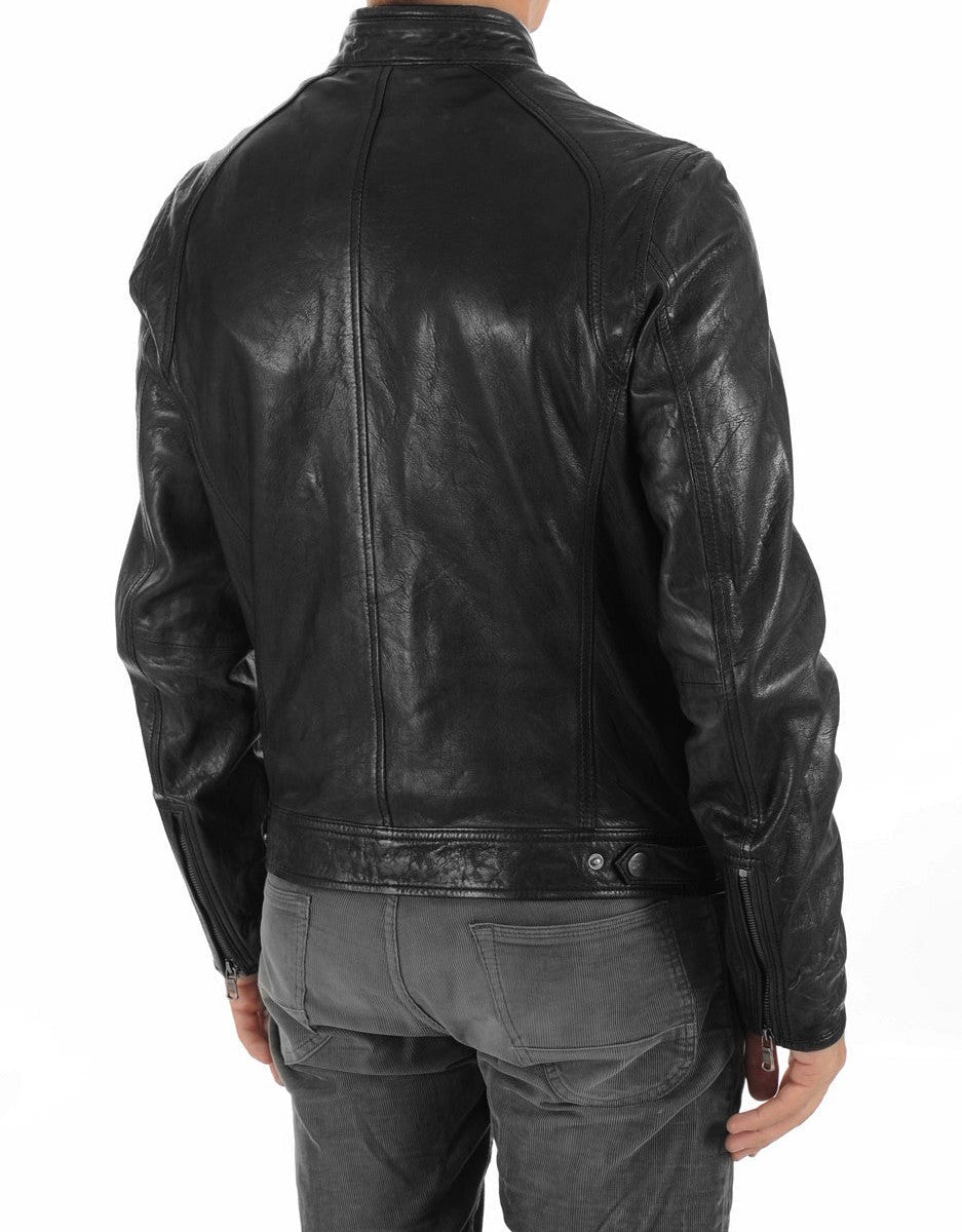 Echo Black Leather Biker Jacket