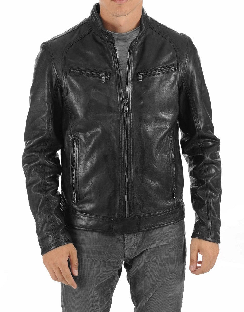 Echo Black Leather Biker Jacket