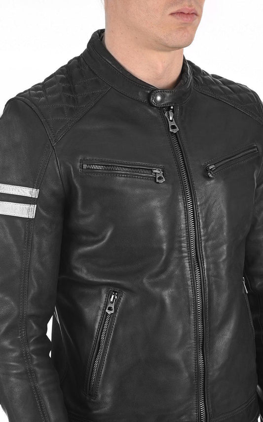 Eclipse Black Leather Biker Jacket