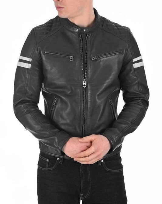 Eclipse Black Leather Biker Jacket