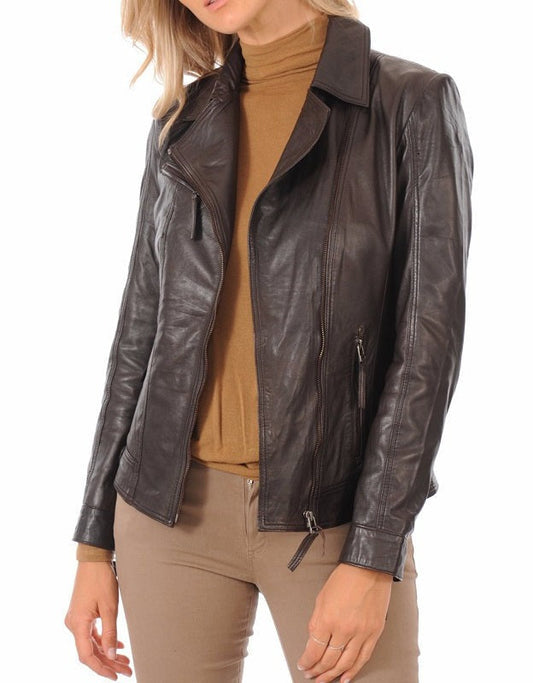 Eden Brown Leather Biker Jacket