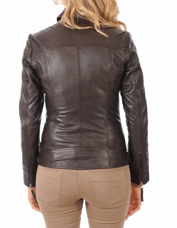 Eden Brown Leather Biker Jacket