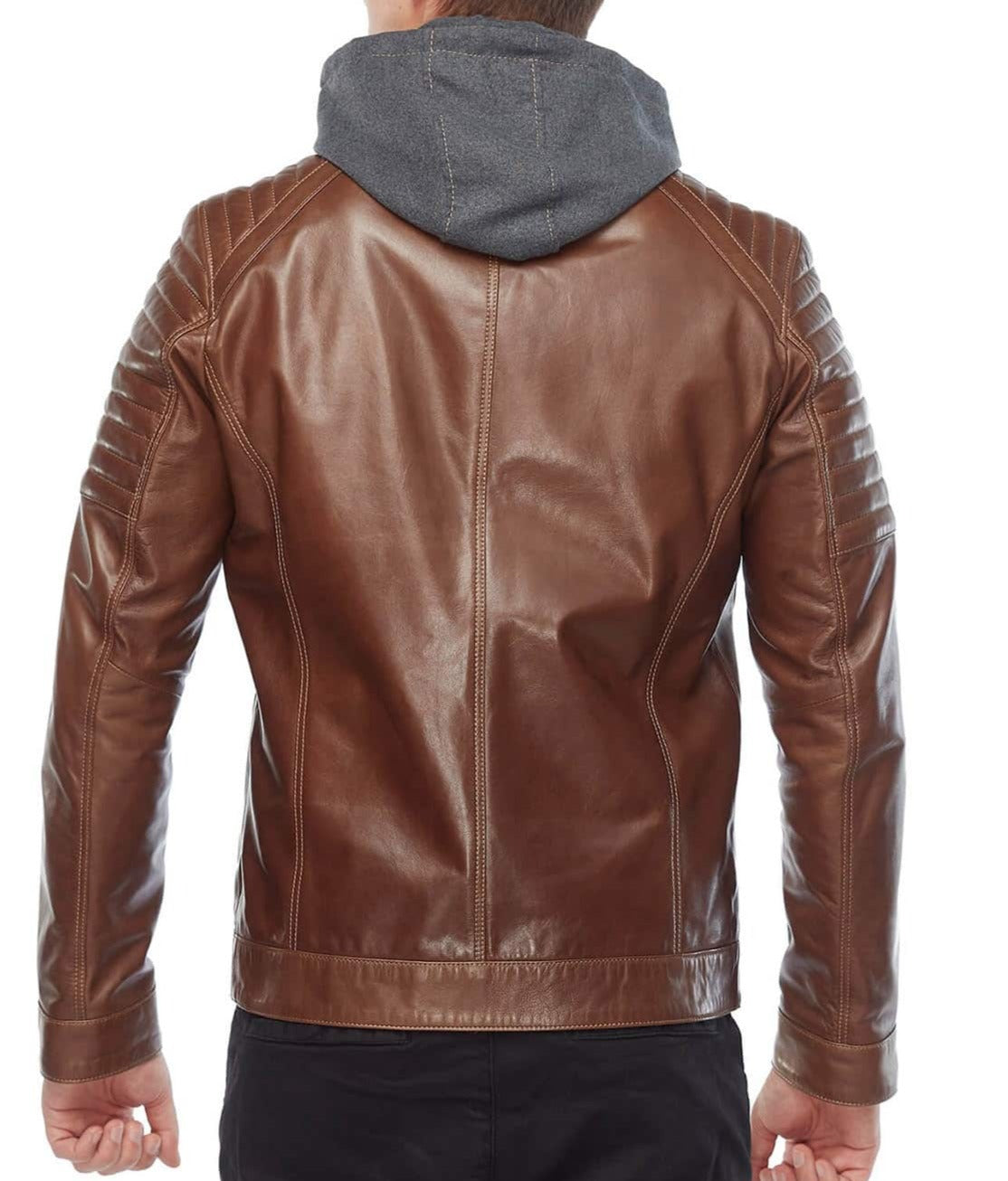 Element Brown Detachable Hooded Leather Jacket