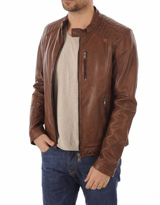 Elite Brown Leather Biker Jacket