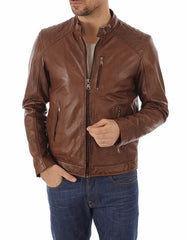 Elite Brown Leather Biker Jacket