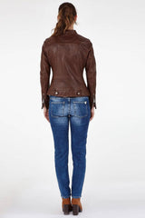 Elysian Brown Leather Biker Jacket