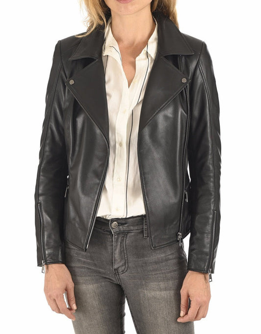 Ember Black Leather Biker Jacket