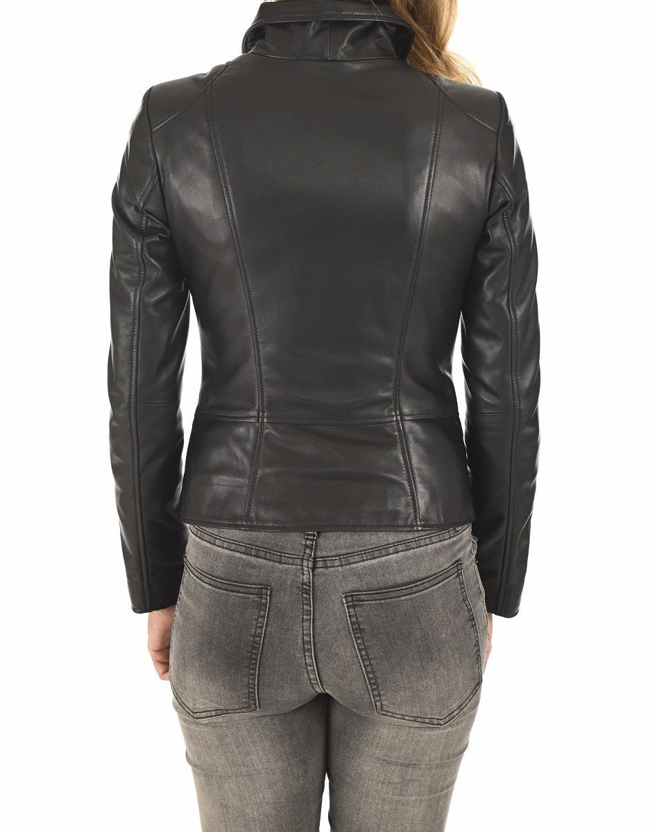 Ember Black Leather Biker Jacket