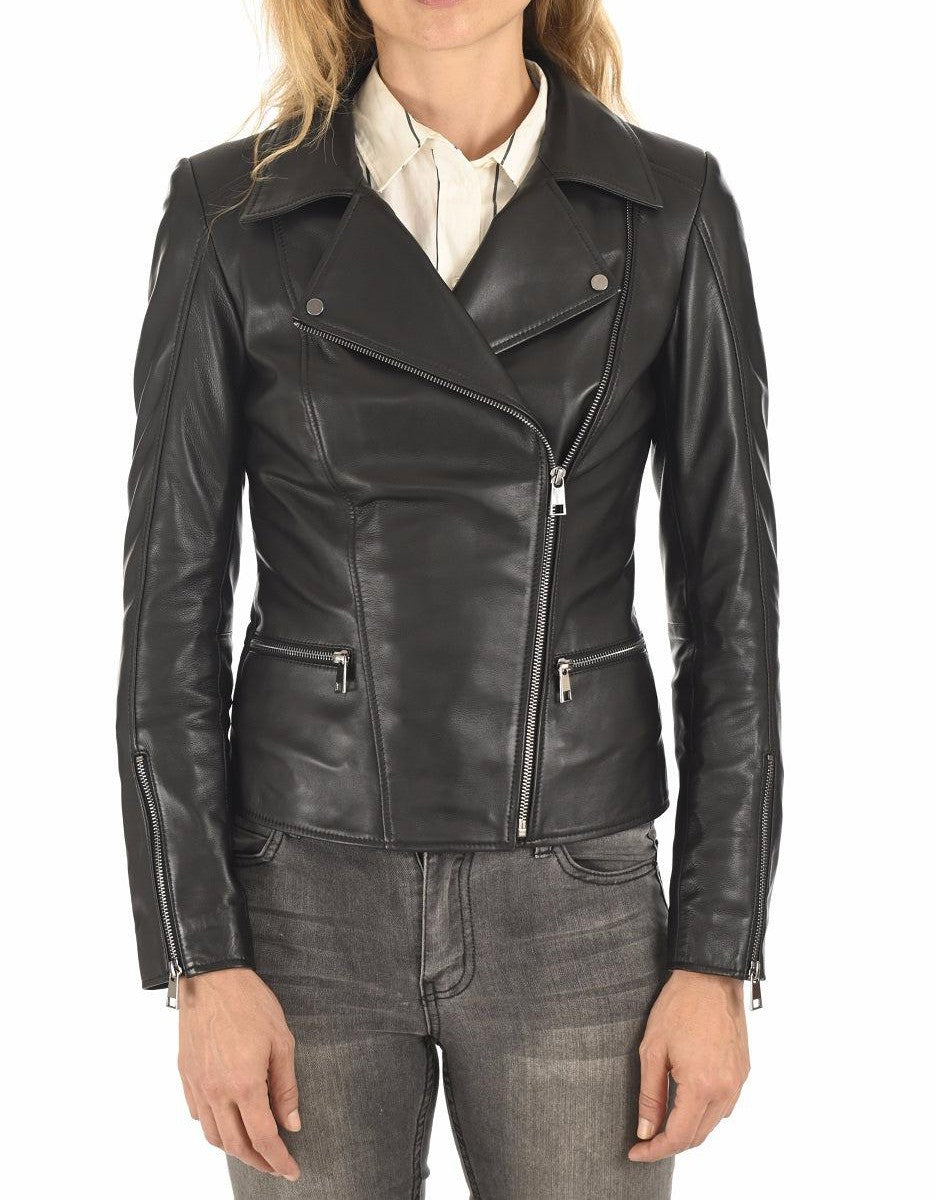 Ember Black Leather Biker Jacket