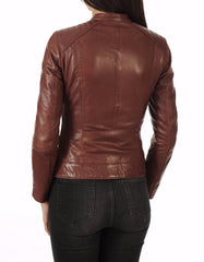 Enigma Brown Leather Biker Jacket