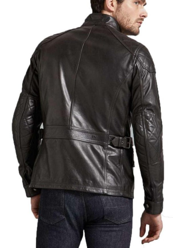 Falcon Black Leather 3/4 Length Jacket