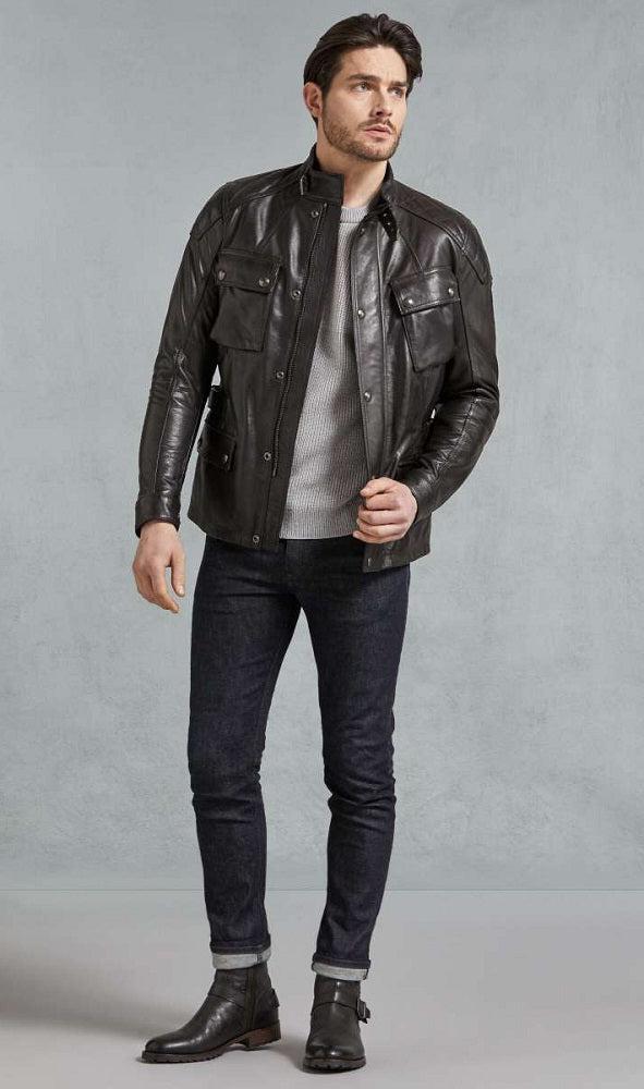 Falcon Black Leather 3/4 Length Jacket