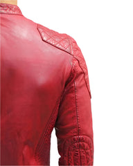 Forte Red Leather Biker Jacket