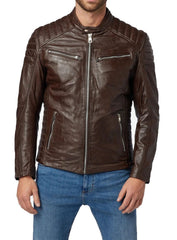 Fusion Brown Leather Biker Jacket