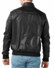 Genesis Black Leather Bomber Jacket