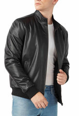 Genesis Black Leather Bomber Jacket