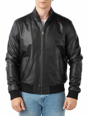 Genesis Black Leather Bomber Jacket