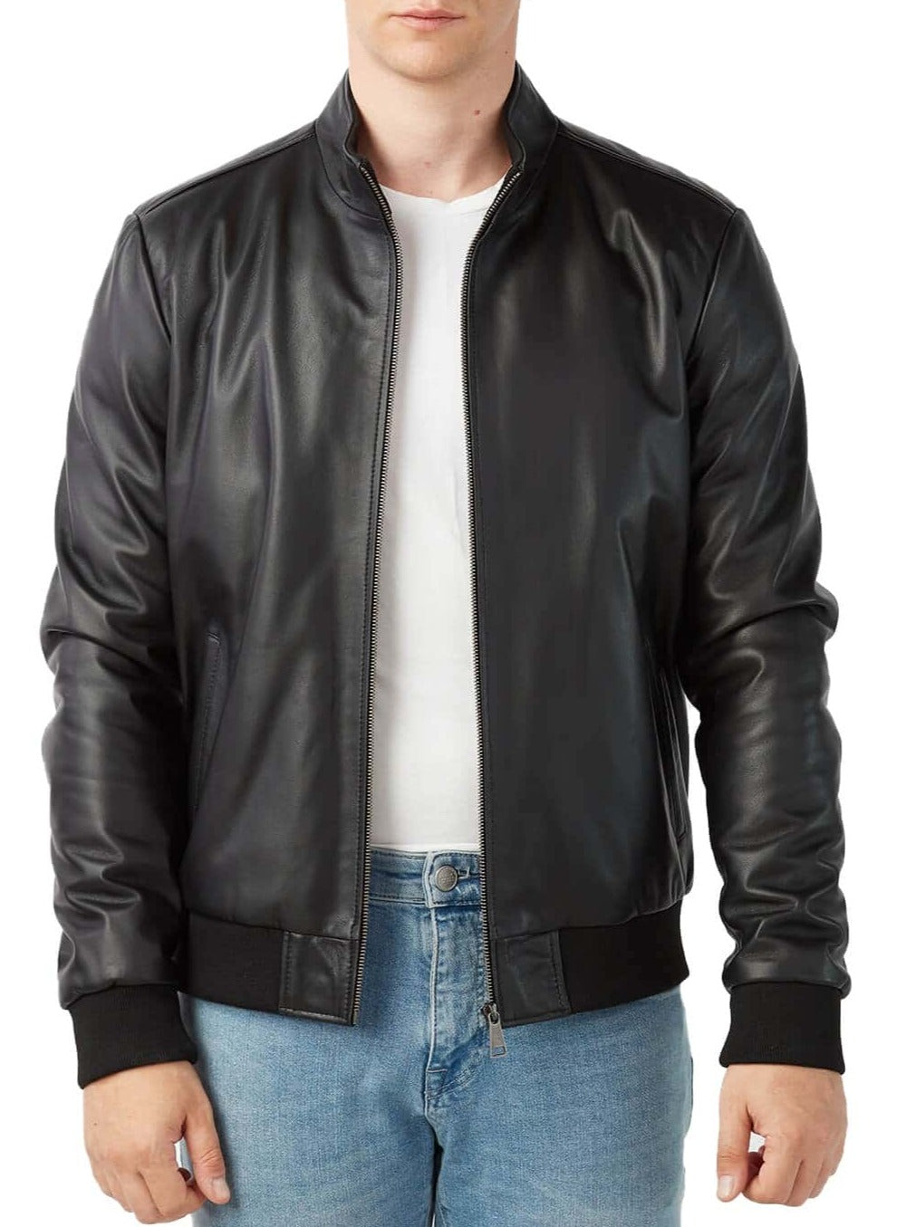 Genesis Black Leather Bomber Jacket