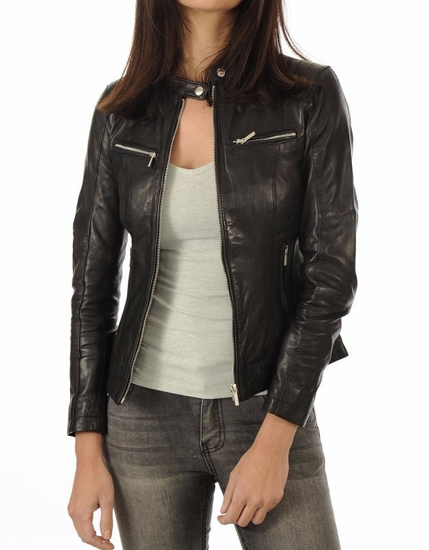 Harmony Black Leather Biker Jacket