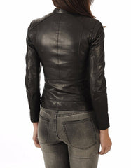 Harmony Black Leather Biker Jacket