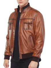 Impact Waxed Leather Bomber Jacket