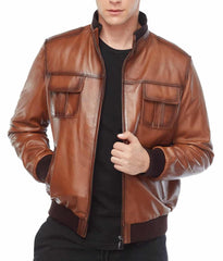 Impact Waxed Leather Bomber Jacket