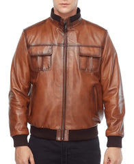 Impact Waxed Leather Bomber Jacket