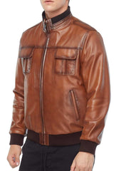 Impact Waxed Leather Bomber Jacket