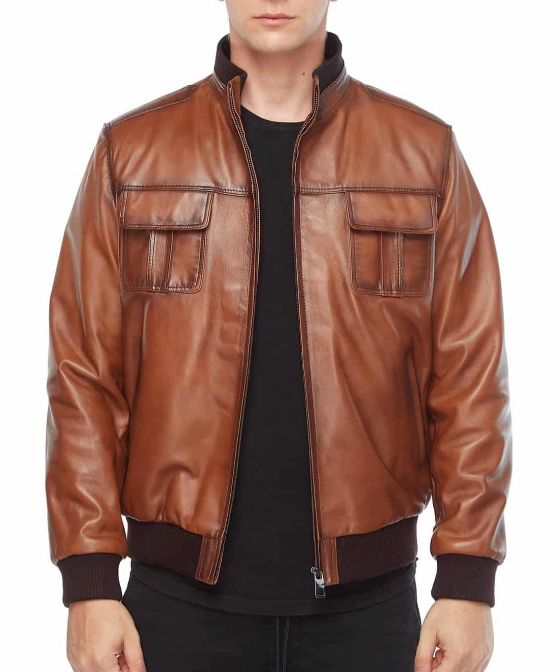 Impact Waxed Leather Bomber Jacket