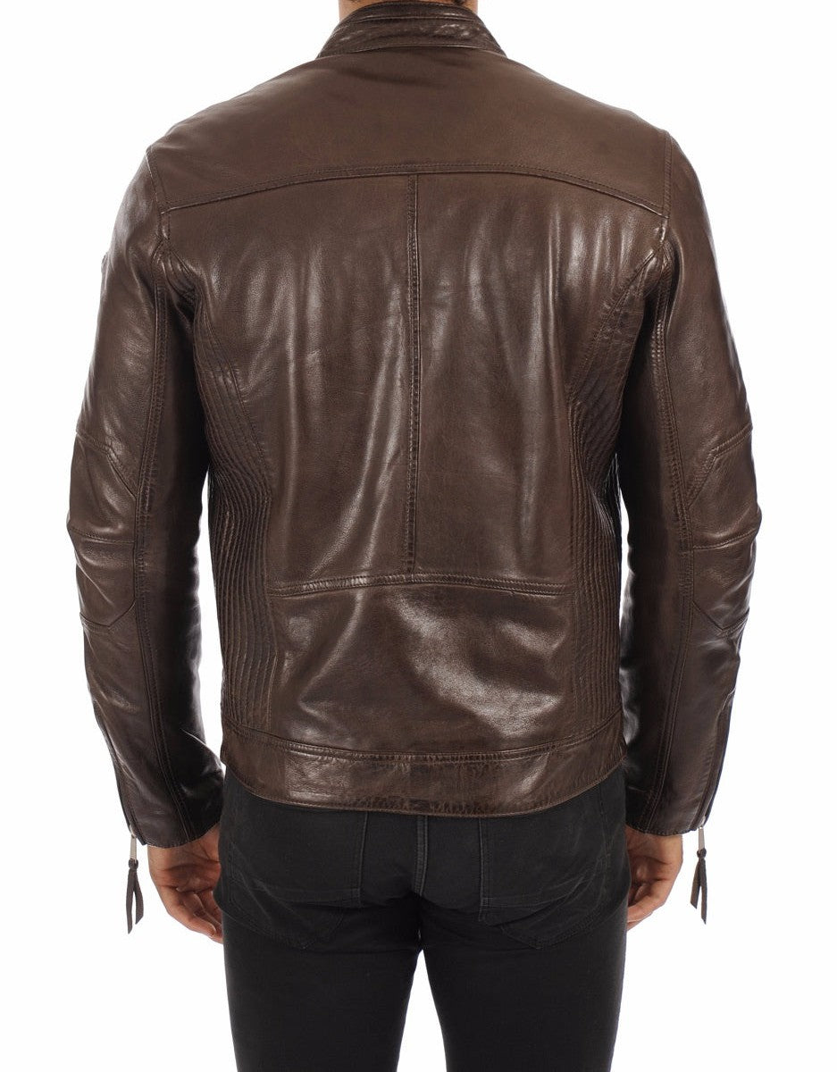 Inferno Brown Leather Biker Jacket