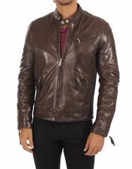 Inferno Brown Leather Biker Jacket